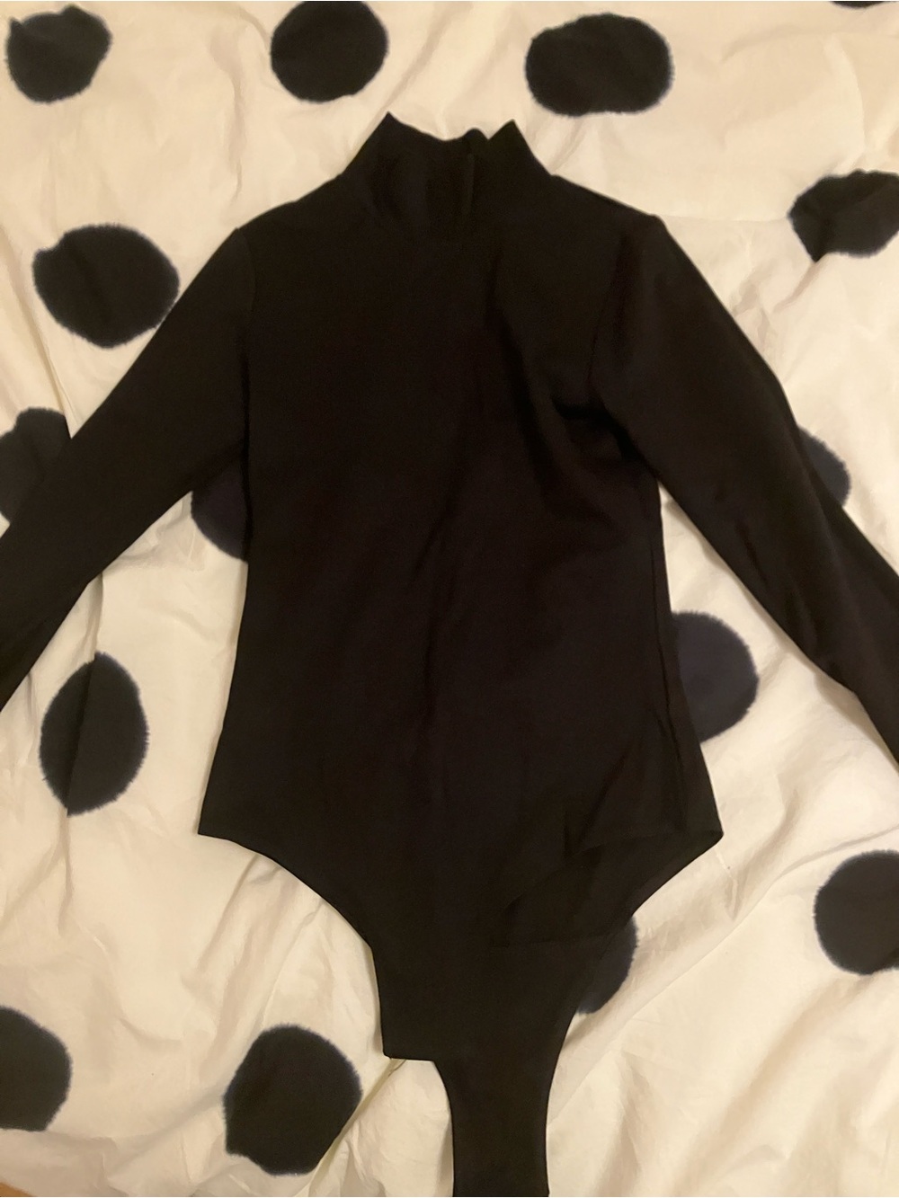 Women's Black Long-Sleeve Mock Neck Bodysuit